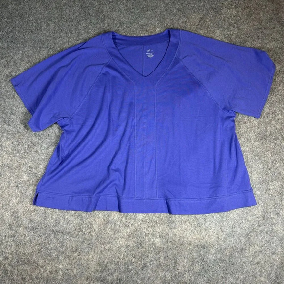 J Jill Fit Seamed V-Neck Tee Womens Large Tall Purple Shirt Cotton Modal Blend - Picture 1 of 6